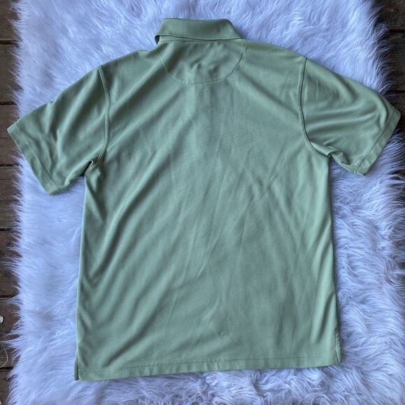 Cubavera Polo Shirt Sz M Mens Green Solid Color Ribbed Polyester Golf Casual - Picture 6 of 6